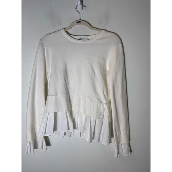 English Factory Off White Long Sleeve Layered Sweater Sz S - Picture 1 of 2